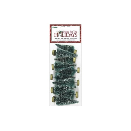 Mini Bottle Brush Trees: 3 inch Frosted Trees, 10