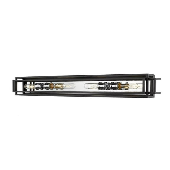 4 Light Vanity Light Fixture in Transitional Style 40 inches Wide By 4.75 inches High-Black/Chrome Finish Bailey Street Home 372-Bel-4186051