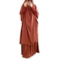thumbnail image 4 of IBTOM CASTLE Women's Muslim Prayer Dress Hijab Scarf Prayer Abaya Maxi Islamic Modest Cardi Robe Orange, 4 of 7