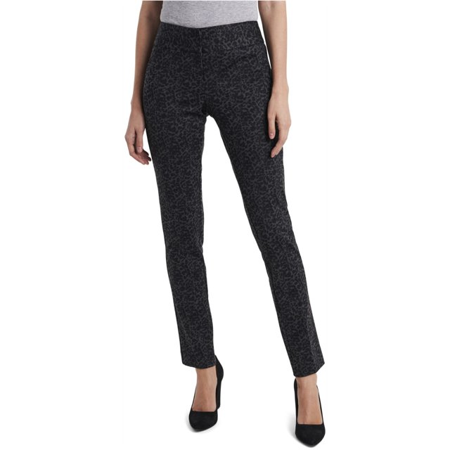 Vince Camuto Pantalones casuales con estampado de leopardo para mujer, gris, 14