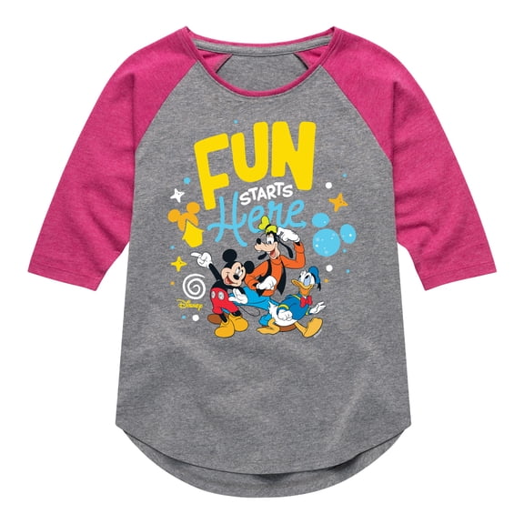 Disney Jr - Fun Starts Here - Toddler & Youth Girls Raglan Graphic T-Shirt