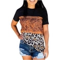 thumbnail image 1 of Pompotops Chemise Ethnique pour Femmes à Imprimé Léopard Manches Courtes T-Shirt Blouse Tops, 1 of 7