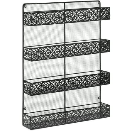 Best Choice Products 4 Tier Large Wall Mounted Wire Spice Rack Organizer (Best Rack Mount Delay)