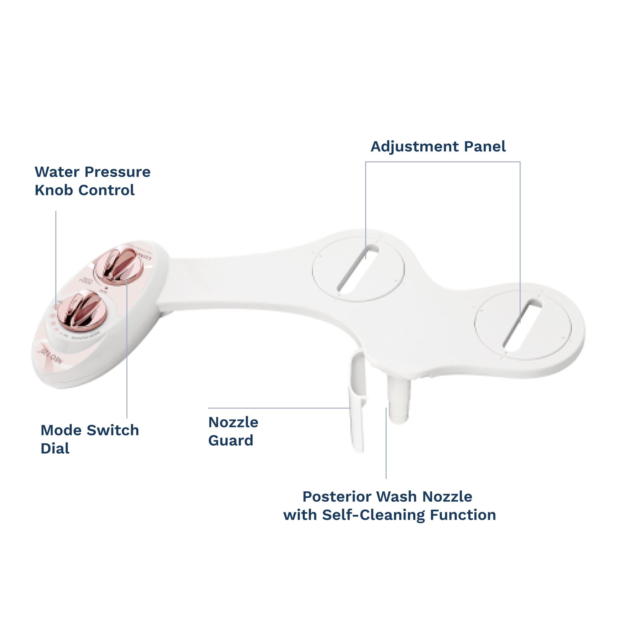 LUXE Bidet NEO 120 - Self Cleaning Nozzle - Fresh Water Non-Electric Bidet Toilet Attachment (Rose Gold)
