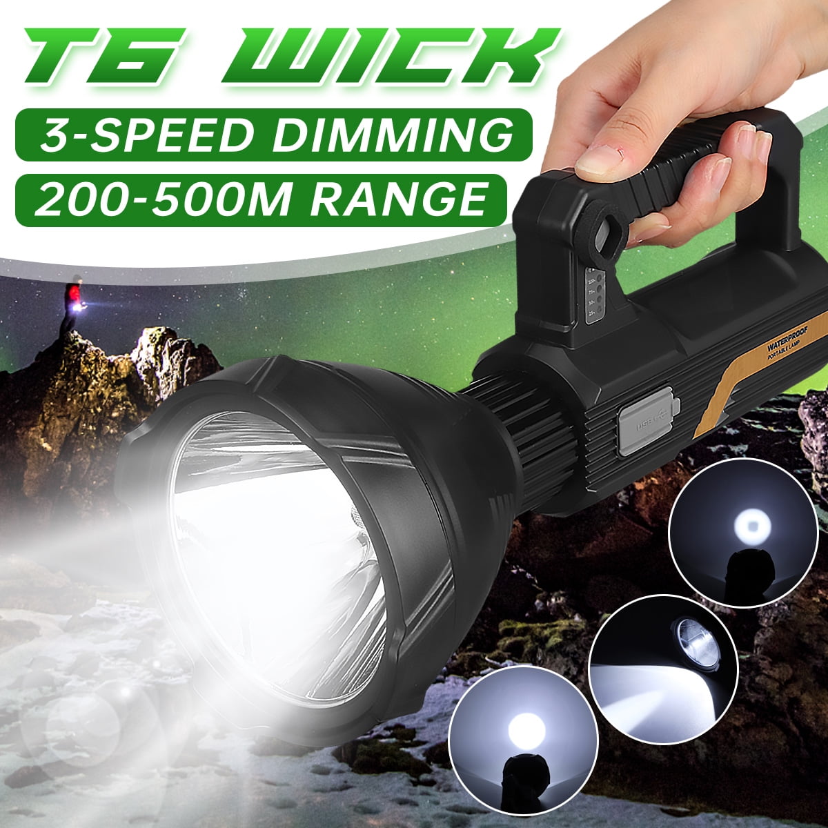 Rechargeable torch Hunting Handheld LED Spotlight portable Long Distance Shoot 