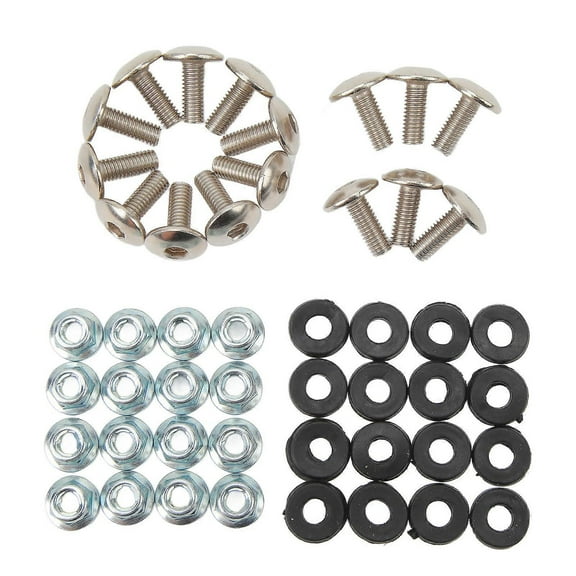 16 Set Mudguard Bolt Washer Nut Screw Kit M6 Thread Fixing Kit for 50cc 70cc 90cc 110cc 125cc ATV Quad 4 Wheeler