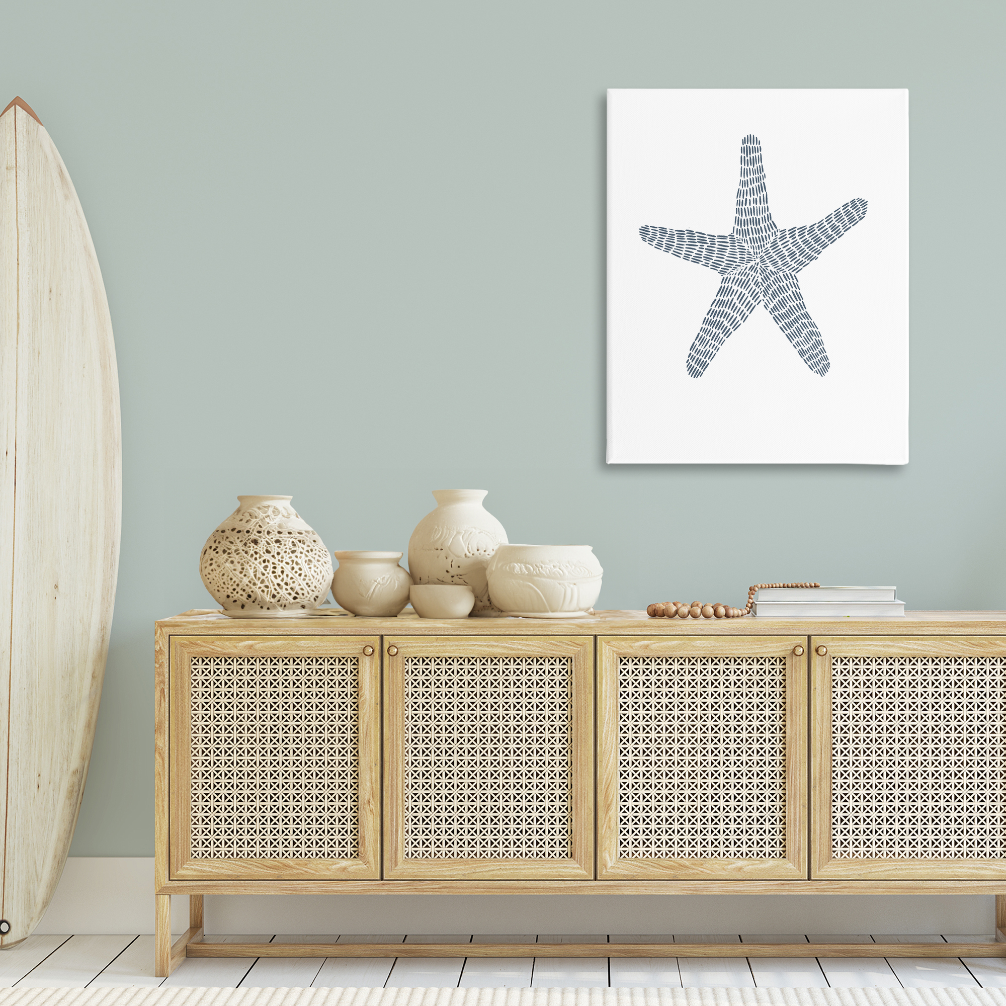 Stupell Industries Minimal Starfish on White Coastal Painting Gallery Wrapped Canvas Art Print Wall Art, 30 x 40