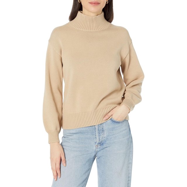 walmart Essentials Womens Plus Organic Cotton Funnel-Neck SweaterPlus Organic Cotton Funnel-Neck Sweater