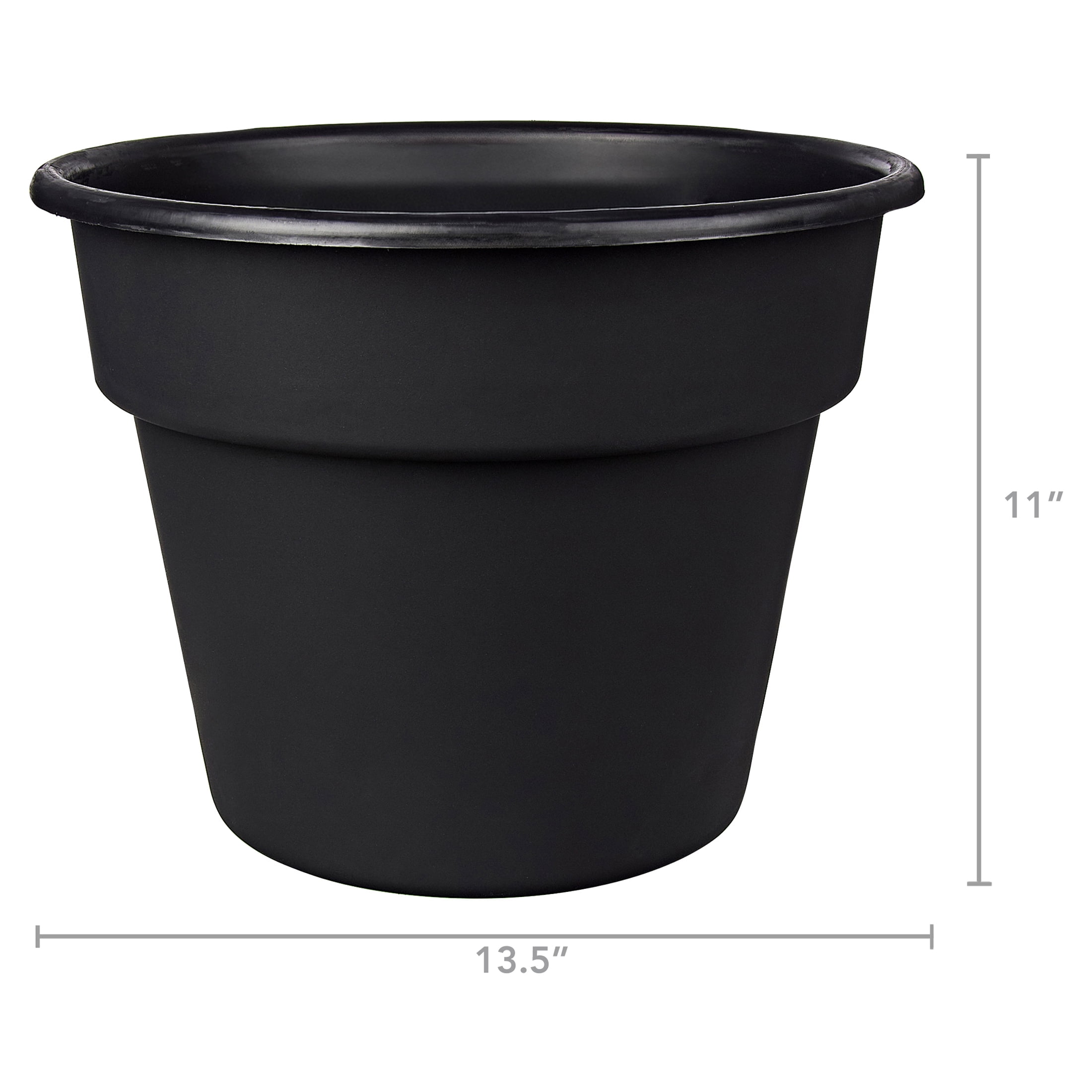 Mainstays 12 Inch Flint Resin Planter in Rich Black with Pre-Drilled Drainage