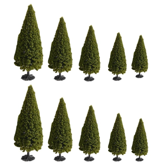 COSMOBETTY 10Pcs 4x12.5in Green Plastic Pine Tree Models for Mini Pine Trees and Indoor Decoration
