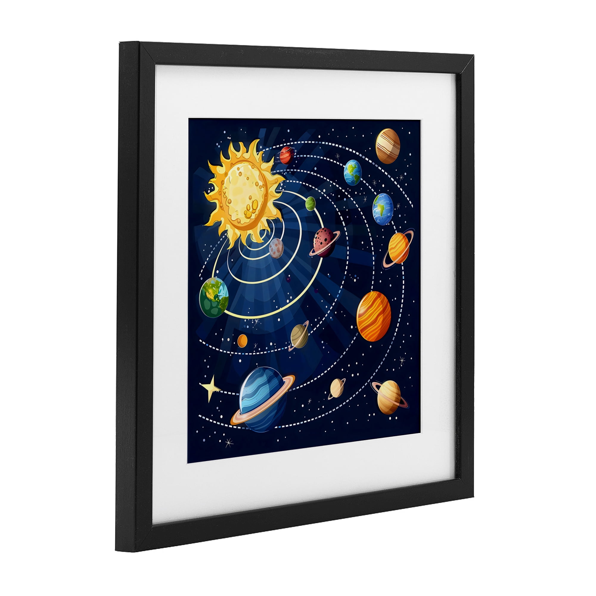 Stupell Industries Planets In Orbit Black Framed Print Under Glass, design by Creative Studio