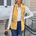 thumbnail image 5 of Women's Retro Print Warm Fleece Lined Cardigan Vest Coat Orange S, 5 of 7