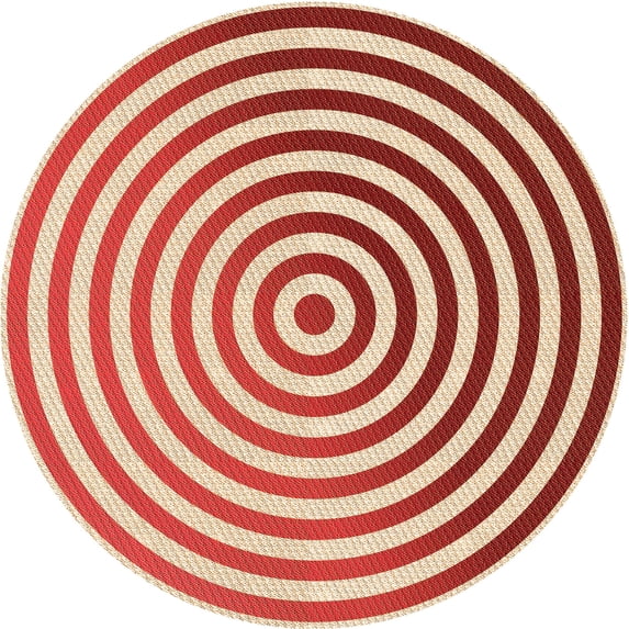 Ahgly Company Machine Washable Indoor Round Transitional Neon Red Area Rugs, 7' Round