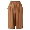 thumbnail image 6 of Glisme Casual Pants For Women Plus Size Knee Length Cotton Linen Shorts Summer Baggy Dressy Long Shorts With Pockets Khaki Trousers Athletic Fit, 6 of 7