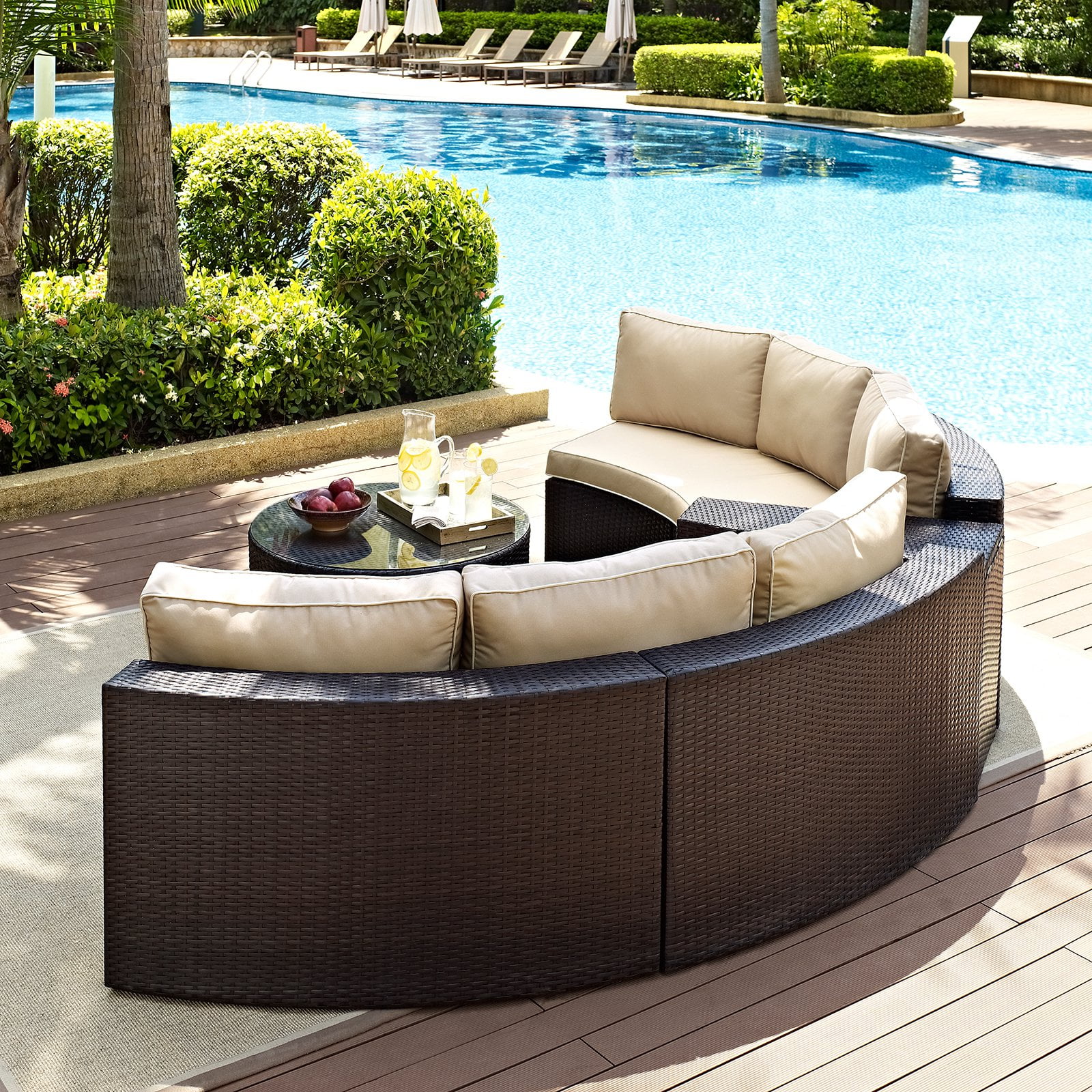 Crosley Catalina 4 Piece Outdoor Wicker Curved Conversation Set Crosley Catalina 4 Piece Outdoor Wicker Curved Conversation Set Com