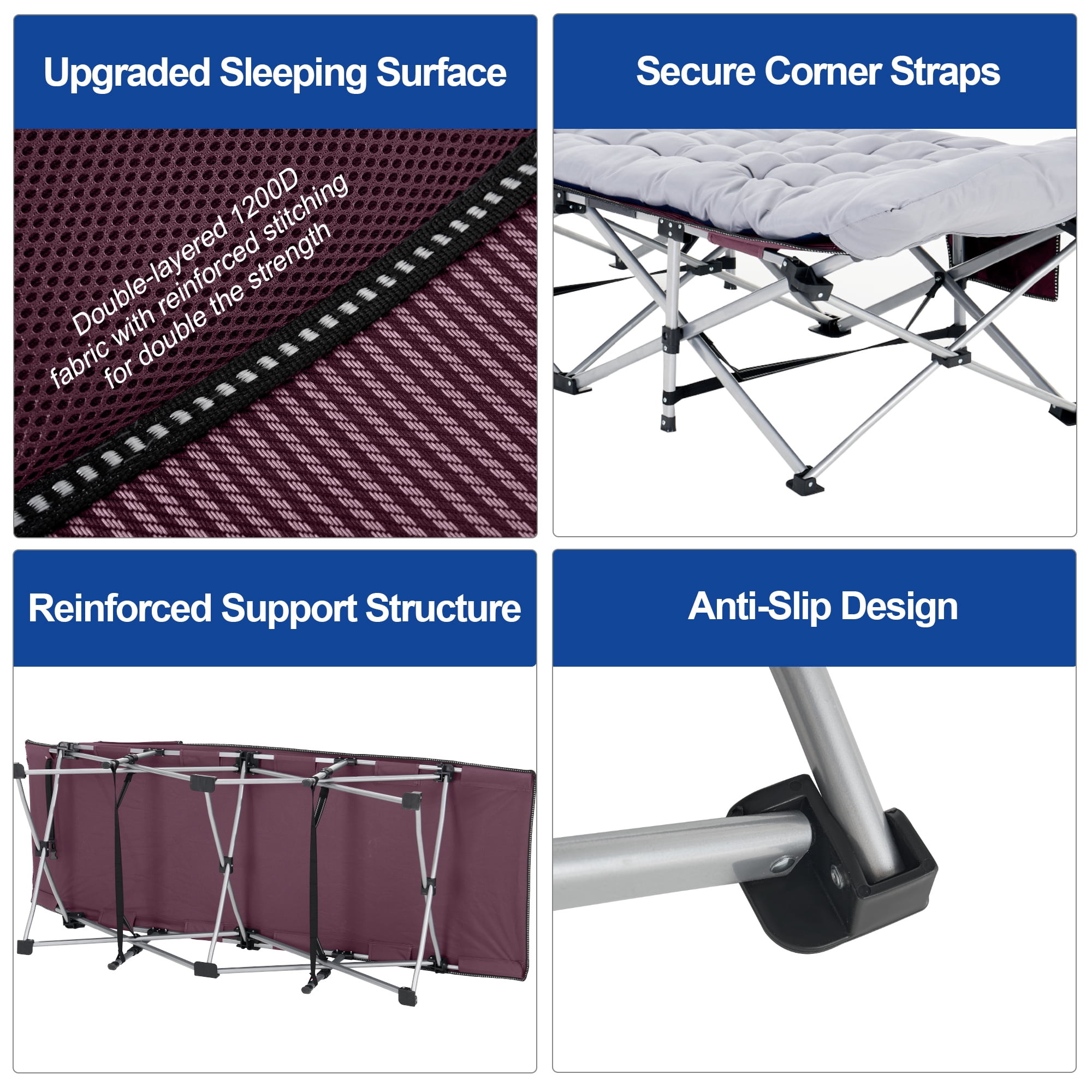 Sprint Demon Folding Camping Cot with Mattress for Adults, 880 lb Heavy Duty Portable Guest Bed for Camping, Home & Travel