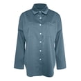 thumbnail image 4 of Jxximdong Button Up Shirts Women Women Fashion Loose Denim Shirt Pocket Long Sleeve Casual Shirt Solid Color Shirt Tops Coat Blue Spring Tops XXL, 4 of 5