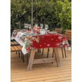 thumbnail image 2 of Outdoor Tablecloth with Umbrella Hole and Zipper, Red Christmas Rectangle Table Cloth 60x84 Inch Waterproof Tablecloth, Snowman Xmas Tree Poinsettia Eucalyptus Picnic Table Cover for Patio Camping, 2 of 7