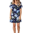 thumbnail image 1 of Fankiway Robe Femme Imprimée Longueur Genou Manches Courtes Robe Drapée Grande Taille Liquidation Robes d'Été pour Femmes Manches Courtes, 1 of 8