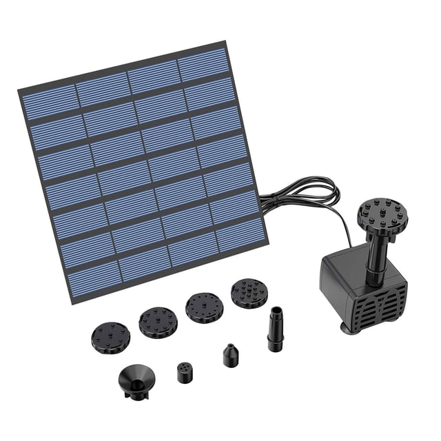 Precio sorpresa!Agua solar 6 boquillas alimentadas por energía solar para baño de pájaros jardín piscina pecera al aire libre y acuario