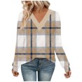 thumbnail image 4 of Womens Plus Size Fall Clothes, Long Sleeve Shirts for Women Fashion Loose Fit Striped Printed V Neck T-Shirts, 4 of 6