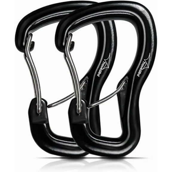 Heavy Duty Carabiner Clip Hook 8KN (1763 lbs), 2 PCS Ultra-Light Aluminum Caribeaners with Double Door D Ring Shape, for Hammock, Camping, Hiking, Backpacking, Dog Leash, Keychain Clip