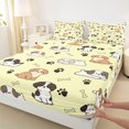 thumbnail image 5 of Manfei Lovely Puppy Queen Sheets, Dog Bone Paw Queen Sheet Sets, Yellow, 4-Piece, 1 Flat Sheet, 1 Fitted Sheet and 2 Pillowcases, 5 of 6