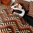 thumbnail image 4 of Homewish Geometric Lines Checkered 7pcs Bedding Comforter Set,Abstract Geometric Artistic Queen Bedding Sets,Brown Stripes Queen Sheet Sets For Kids,Breathable Home Decor Reversible, 4 of 8