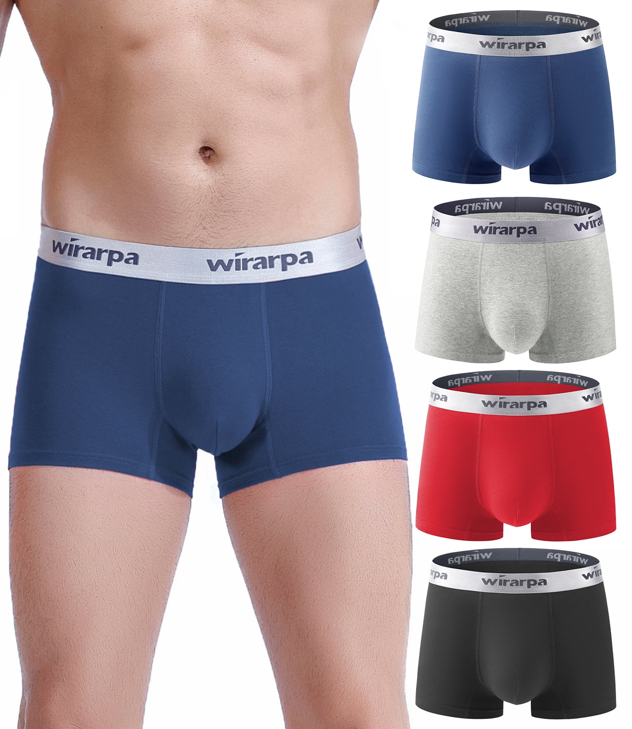 wirarpa Mens Multipack Comfy Cotton Stretch Underwear Boxer Briefs Open Fly 
