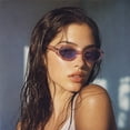 thumbnail image 6 of SA106 Womens Simple Classical Oval Thin Plastic Sunglasses / Pink Frame - Blue Lens, 6 of 8