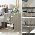 thumbnail image 6 of 2025 New Fluted Nightstand with Charging Station, Wooden Bedside Table with 2 Drawers and Open Shelves, Side Tables, 6 of 7