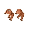 thumbnail image 2 of RUINIXCW Toddler Baby Girl Boy Christmas Silk Satin Pajama Set Big Girls Boys Gingerbread PJS Fall Winter Button Down Long Sleeve Shirt Pants Set, 2 of 10