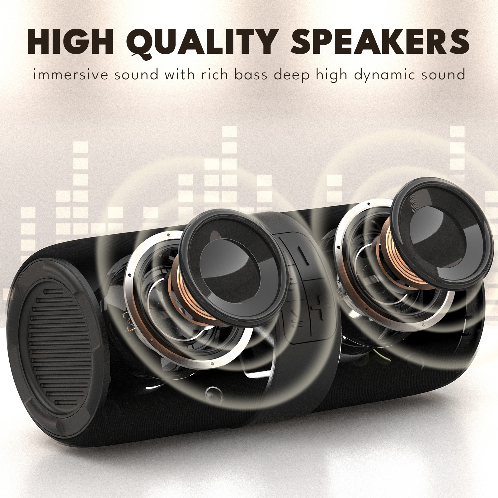 Ficcug Portable Bluetooth Speaker, Waterproof, LED Lights photo 3