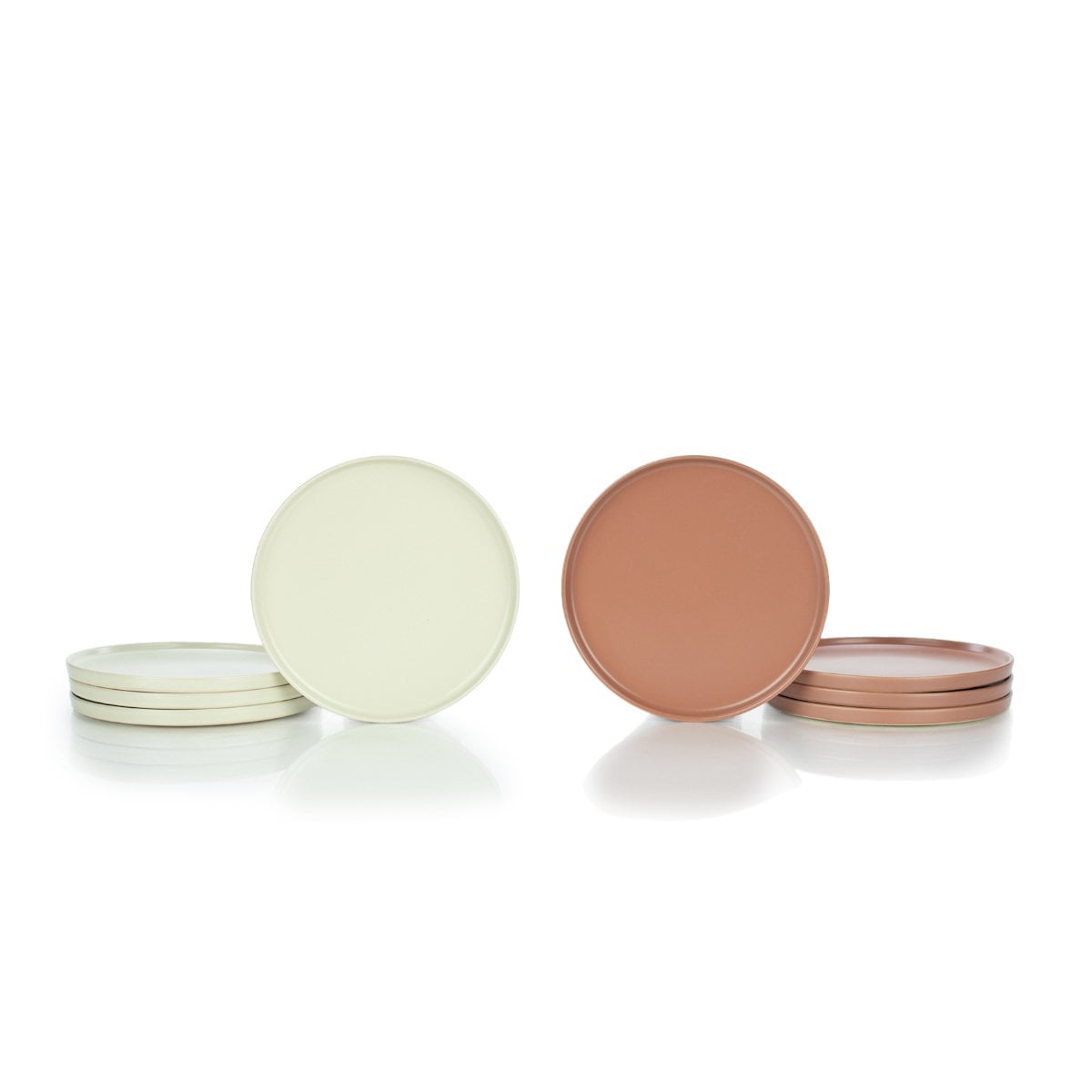 Everything Kitchens Modern Flat 8Piece Lunch Plate Set Beige