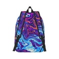 thumbnail image 2 of Honeii Swirl Print Blue Purple Print Canvas College Laptop Backpack, Durable Rucksack Travel Notebook Bag School Backpack Book Bag for Men Women-Small, 2 of 7