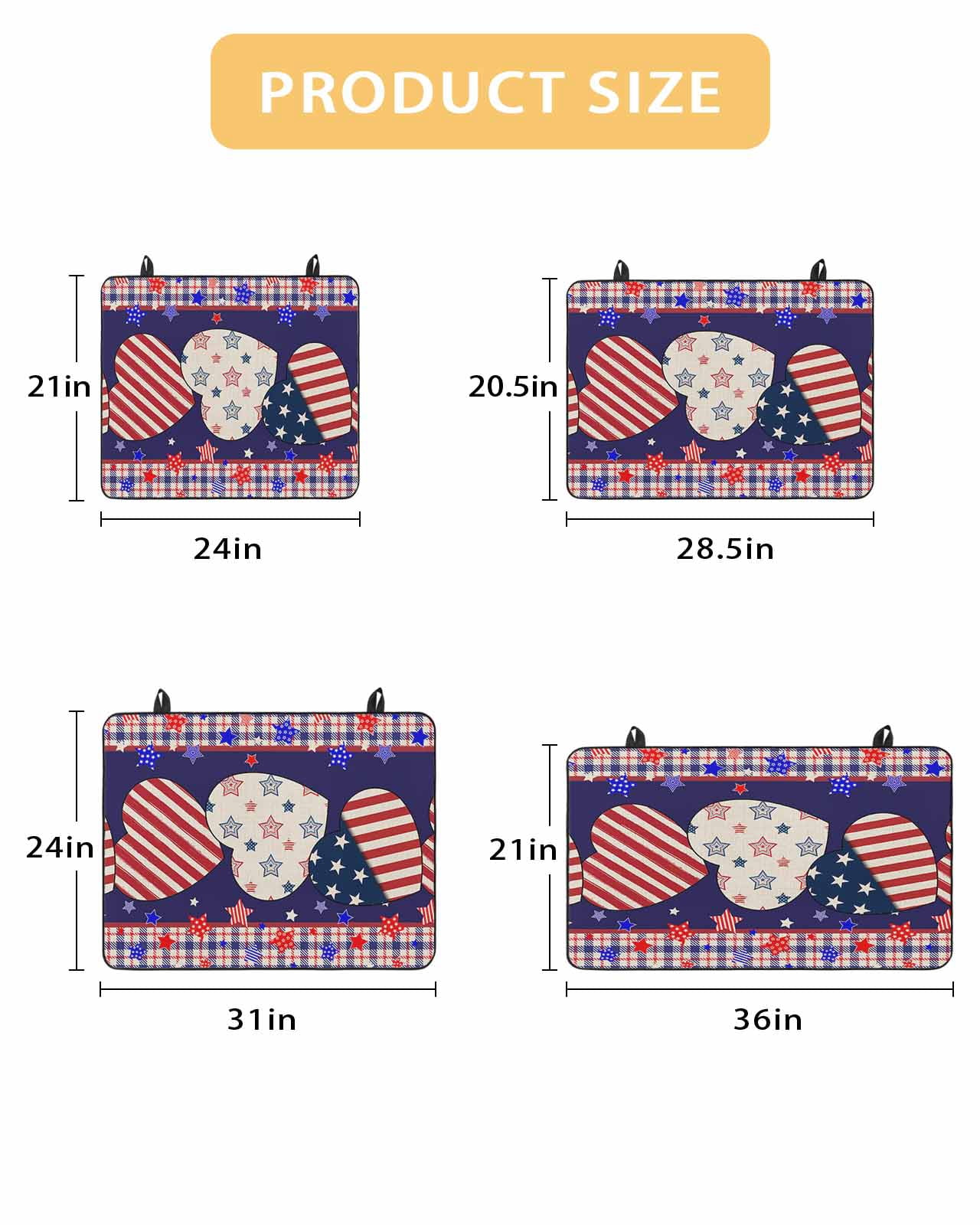 nqOlkjepod Large Induction Cooktop Protector Mat 24"x21", Independence Day Stove Top Covers for Electric Stove, American Flag Star Blue Red Plaid Stove Burner Cover Mats, Glass Top Stove Cover