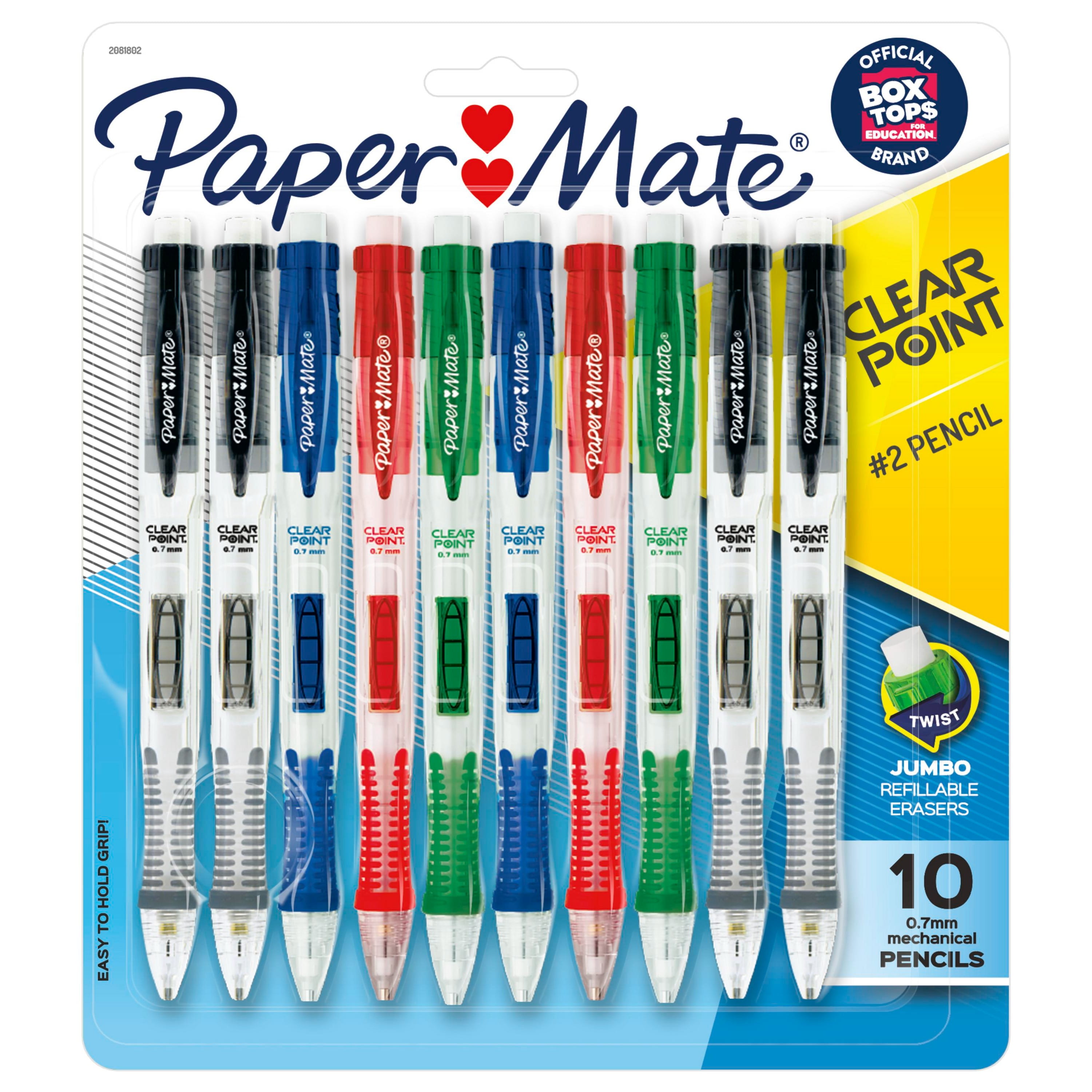 10 Pack 5 Colours 0.7mm 5 Star Refillable Mechanical Pencils with Erasers 