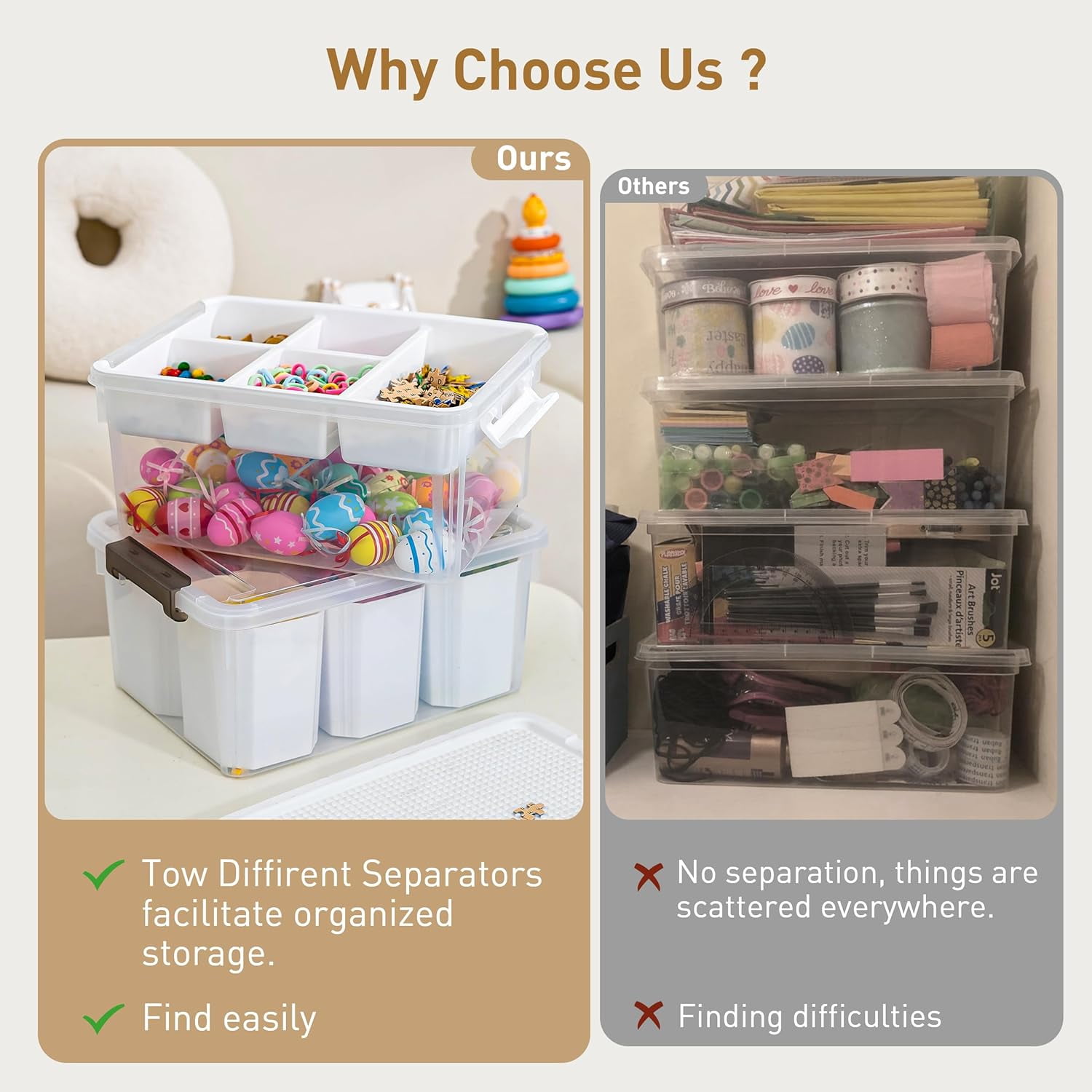 Sunny Lane 17 QT Plastic Storage Bins Clear Storage Box with Lids Multipurpose Stackable Storage Containers for Organizing Tool, Craft, Crayon, 4 Packs