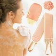 thumbnail image 3 of Mecorevxz 3 Pcs Double-Sided Back Exfoliator Body Scrub Towel,for Women Sponge Cloth,Back Rub Mud Strip Exfoliating Gloves,Stretchable Back Exfoliating Washer in Shower(Pink), 3 of 5