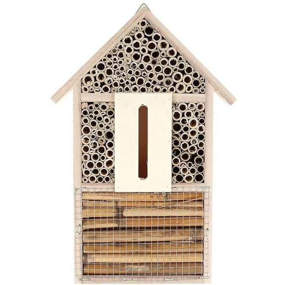 RELAX Wooden Insect Hotel, Eco-Friendly Insect Bug Hotel 12x7x23cm Hanging Garden Shelter Nest Box for Bees Butterflies Ladybirds,Various Flying Insects