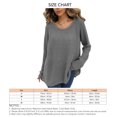 thumbnail image 5 of Suéter de punto Manga larga Cuello redondo Color puro Dobladillo suelto Suéter casual para mujer, 5 of 5