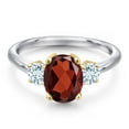 thumbnail image 3 of Gem Stone King 10K Two Tone Gold Red Garnet and Sky Blue Aquamarine Engagement Ring for Women | 2.63 Cttw | Oval 9X7MM | Gemstone January Birthstone | Size 8, 3 of 6
