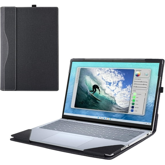 Laptop Cover Case for Dell Inspiron 14 5445/5440/5435/5430/5425/5420 Notebook PC (NOT Working with Other Dell Models). PU Leather Detachable Notebook Sleeve