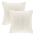 thumbnail image 4 of Fluffy Corduroy Velvet Solid Color Suqare Cusion Accent Decorative Throw Pillow for Couch, 20" x 20", Off White, 2 Pack, 4 of 6