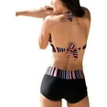 thumbnail image 3 of Two Piece Push Up Swimsuits for Women High Waisted Tummy Control Sporty Bikini Sets Pink Black Stripe L, 3 of 8