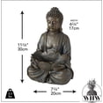 thumbnail image 4 of Seated Buddha with Lotus Bowl, For Gardens and Indoor Areas, Rustic Brown , Faux Stone Finish, Hand Cast Polyresin, 11.75 Inches Tall, 4 of 6