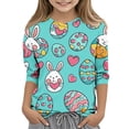 thumbnail image 2 of Boys Girls Funny Easter T Shirt Cute Bunny Printed 3/4 Sleeve Tops Spring Graphic Tee for Kid 3-12Y, 2 of 5