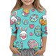 thumbnail image 1 of Blusas y camisas de cuello redondo y manga larga para niños, blusas/camisas de poliéster con estampado de corazones, mangas 3/4 y cuello redondo, elegantes e informales., 1 of 5