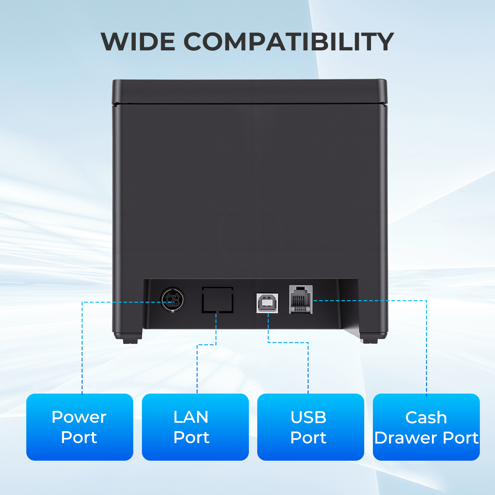 80mm Receipt Printer ESC/POS Thermal Printer, Restaurant Kitchen Printer with Auto Cutter Support Cash Drawer, POS Printer w/ USB Serial Ethernet Interface Support Windows/Mac, Wall Mount