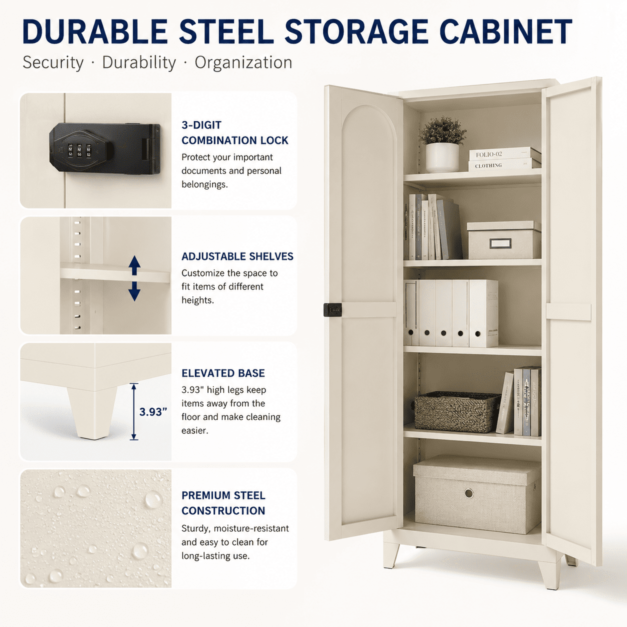 Homy Casa 71" Locking Metal Storage Cabinet with Adjustable Shelves for Office, Kitchen, Bedroom